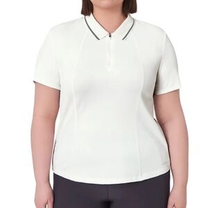 Mondetta Women's Pique Mesh Short Sleeve Polo - White